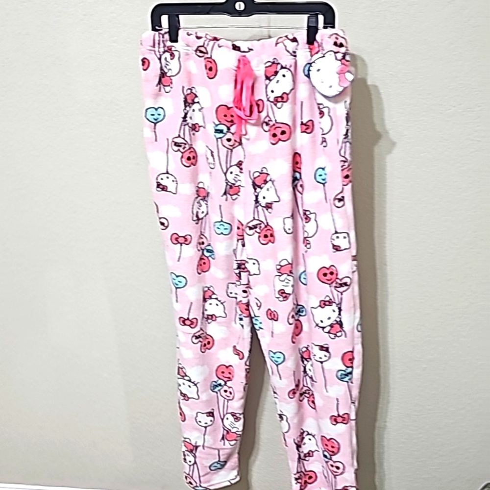 Hello Kitty Heart Love Balloon & Clouds Pajama Pants Women's XL